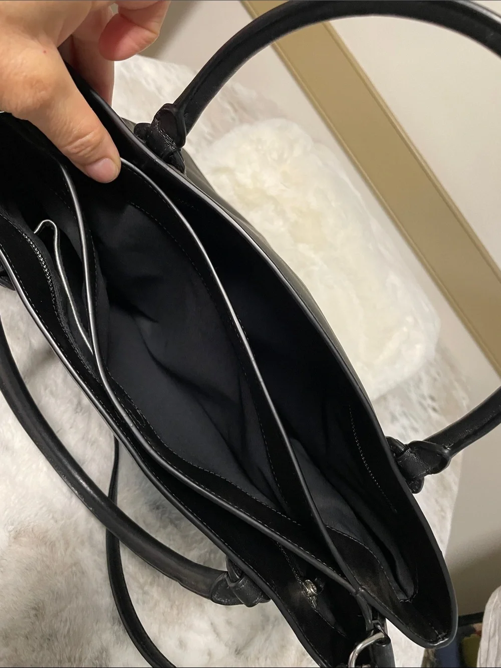 Coach Black Leather Polished Tote with Shoulder Strap